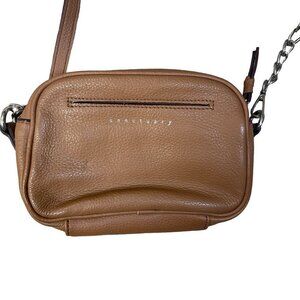 Sanctuary Brown Leather Crossbody Bag Purse Boxy Silver